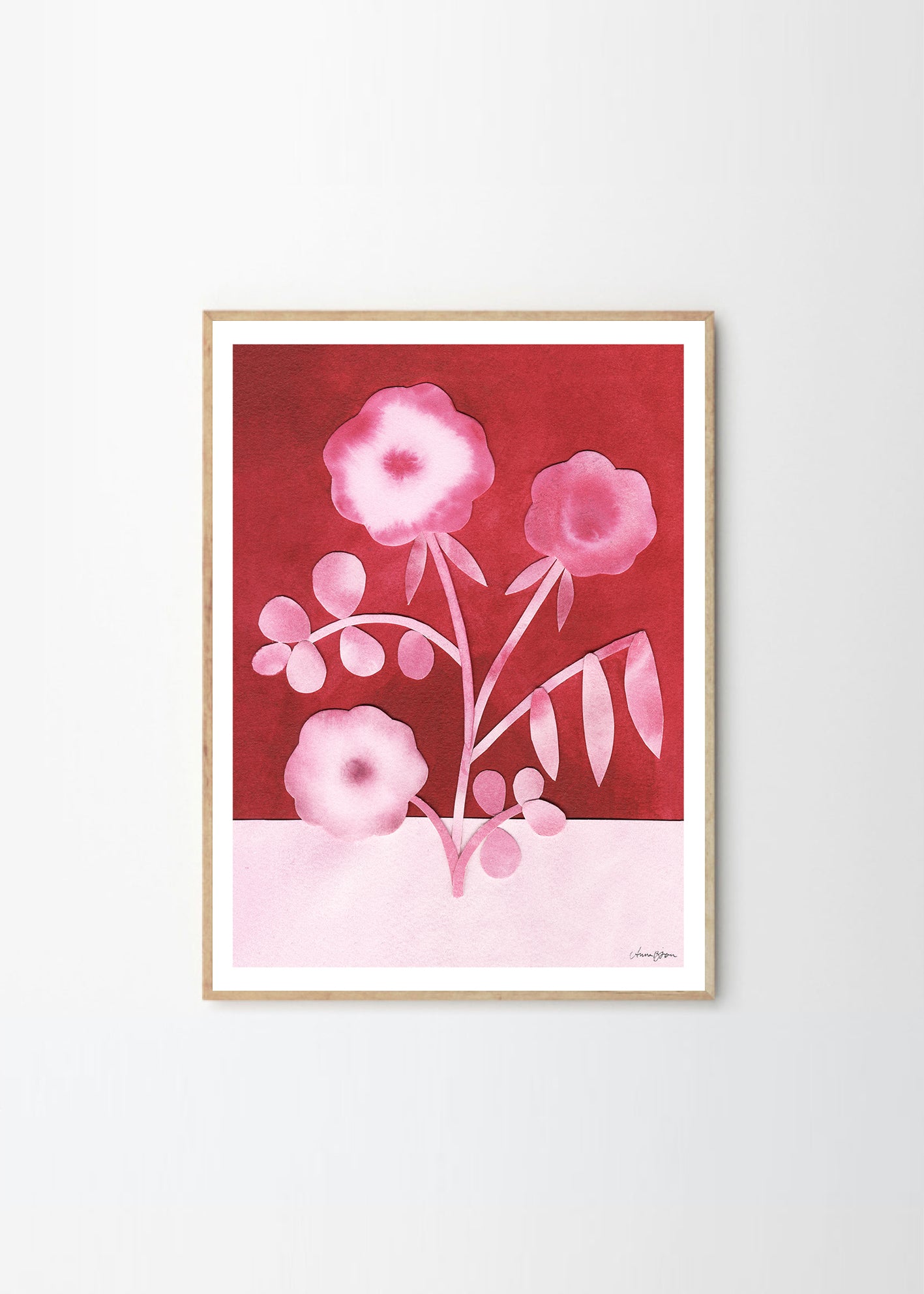 Plagát Pink Peas in Bloom by Anna Ravn Bjørn