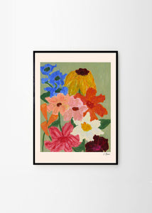 Plagát Flowers on Sage Green by Carla Llanos