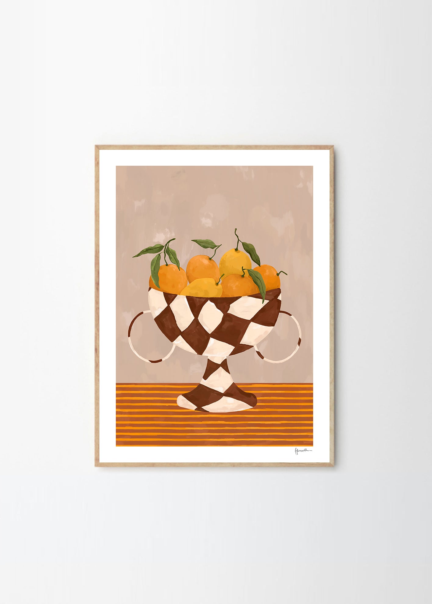 Plagát Lemons & Oranges in Checkered Vase by Frankie Penwill