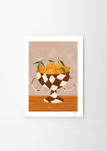 Plagát Lemons &amp; Oranges in Checkered Vase by Frankie Penwill