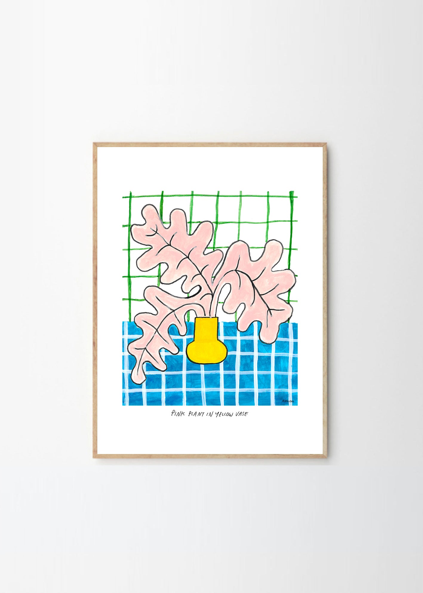 Plagát Pink Plant in Yellow Vase by Madelen Möllard