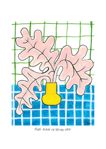 Plagát Pink Plant in Yellow Vase by Madelen Möllard